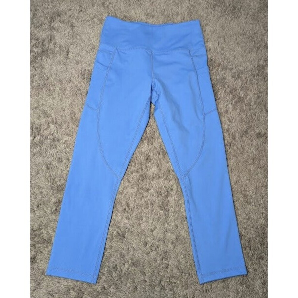 ZYIA Active Crop Light n Tight High Rise Side Pocket Leggings Size S Blue